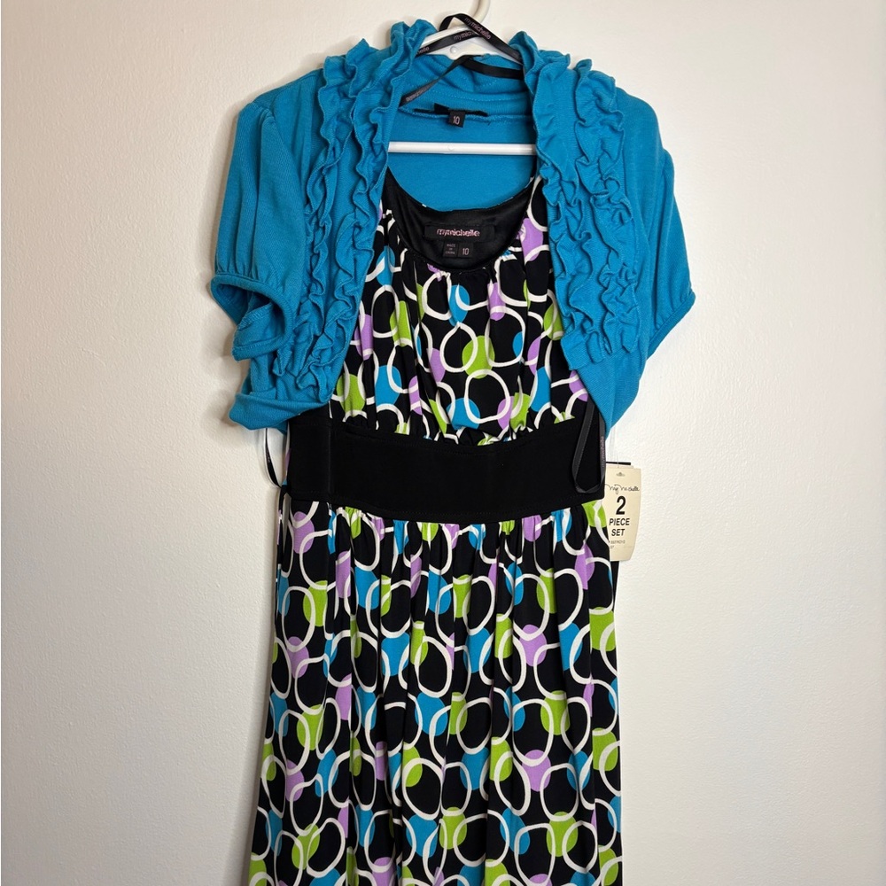 My Michelle Girls Size 10 Dress & Bolero 2-Piece Set NWT Blue Shrug Party Dress